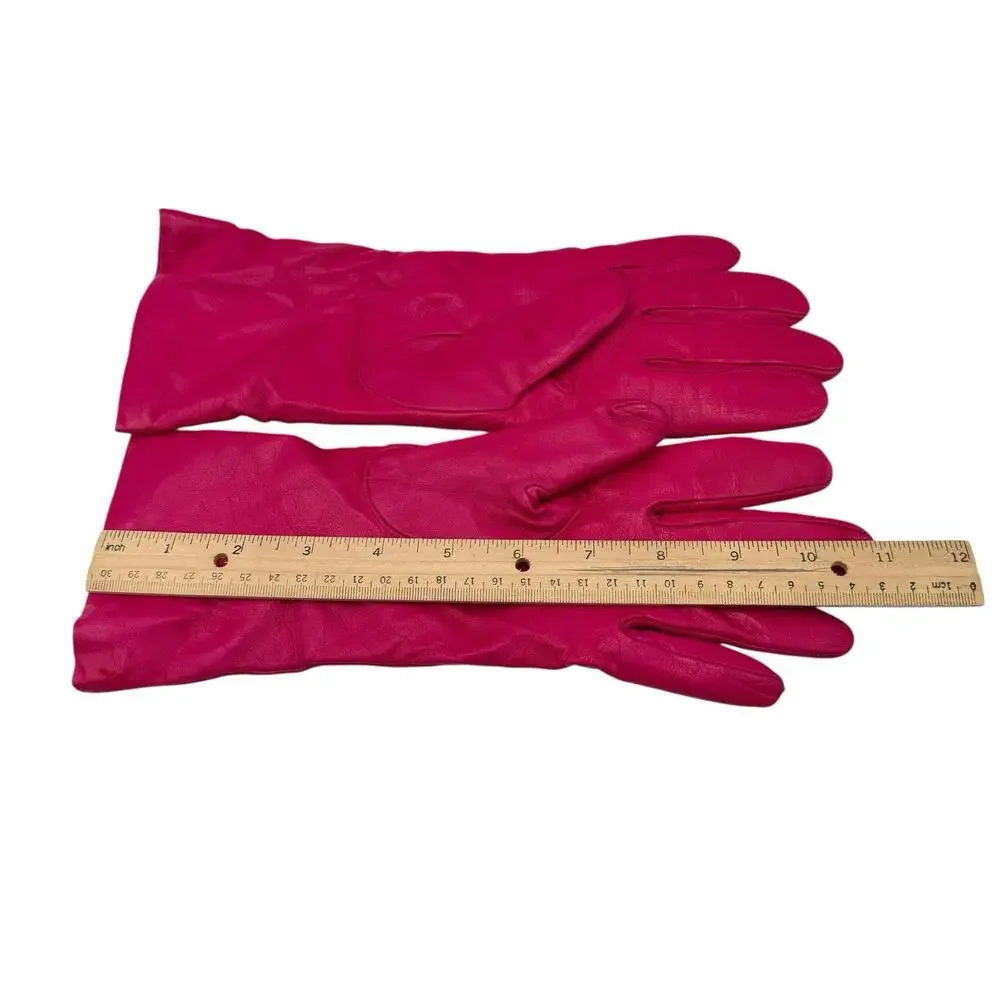 Sermoneta Women's‎ Bright Pink  Leather Cashmere Lined Made Italy Vtg Sz 7.5 EUC